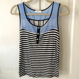 Black + white striped tank