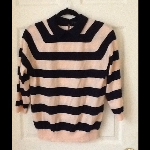 Jcrew sweater - pink and navy Peter Pan collar