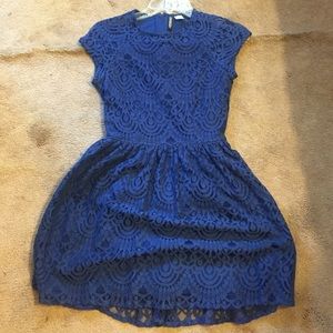 Royal blue lace babydoll dress