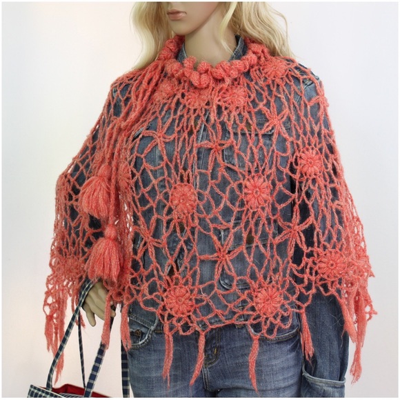 ⭐2XHP⭐️HANDMADE CROCHET LACE SHAWL - Picture 4 of 4