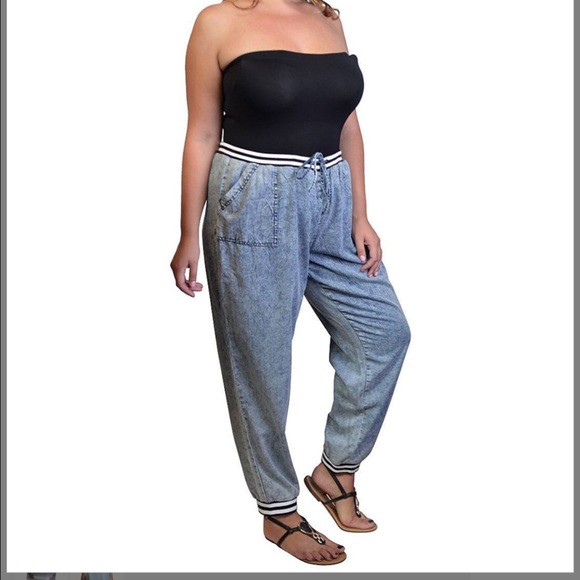 Plus size soft jean joggers