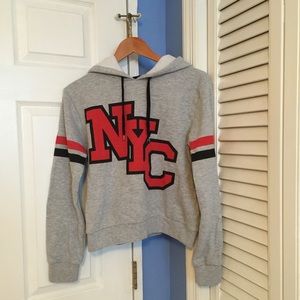 NYC cropped varsity sweatshirt