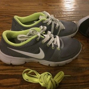 Gray Nike running shoes