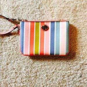 Striped coach wristlet