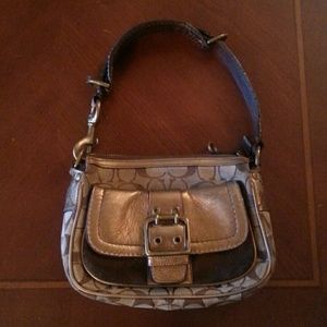 Beige & Brown Small Coach Handbag