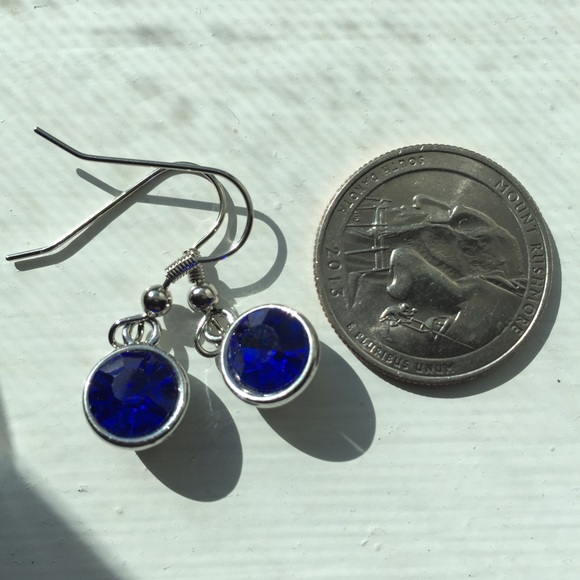 Blue Eyes Crystal/Silver Tone Earrings NEW! - Picture 3 of 4