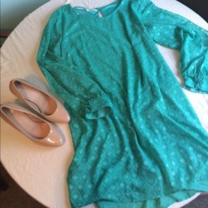 Cold Shoulder Embroidered Chiffon Shift Dress