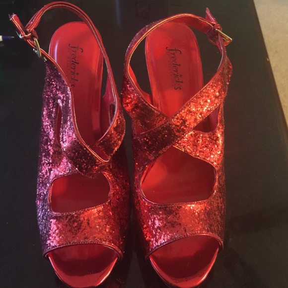 Red sparkly heels by fredricks of Hollywood