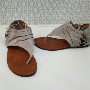 Gray and brown sandles
