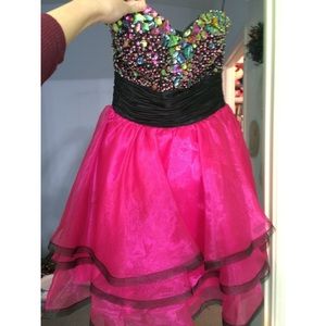 Short hot pink gem formal dress