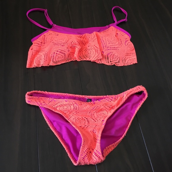 adorable neon and orange swim suit