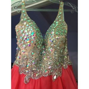Short coral gem formal dress