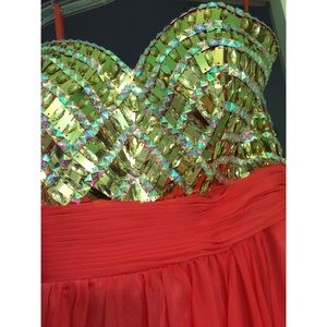 Long coral formal dress