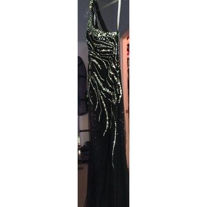 Long sequined black formal dress