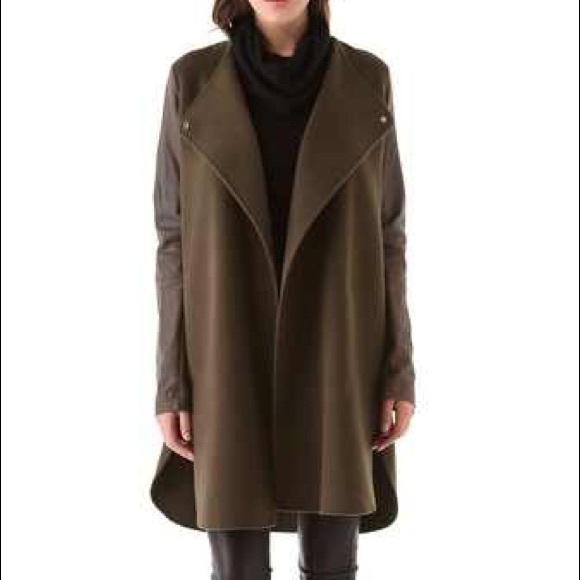 Vince Double Faced Wool Lamb Leather Sleeve Coat