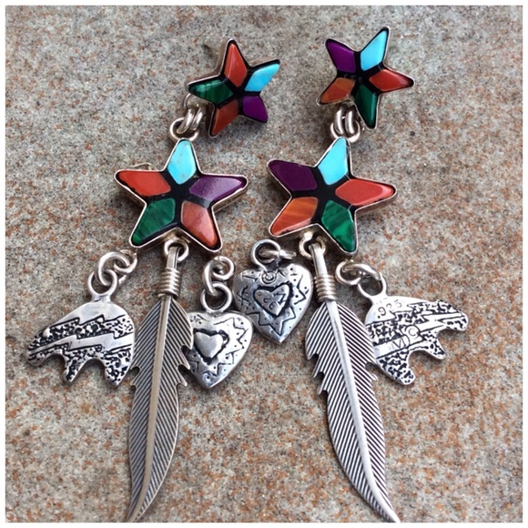 🚫SOLD Vintage sterling silver feather turquoise