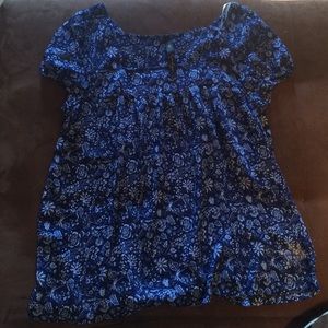 New Jessica Simpson sheer blue floral tee top boho