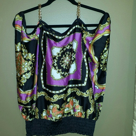 Open  Shoulders Satin Top