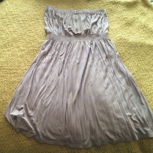 Purple strapless dress