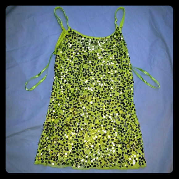 Neon Green sequin top, Small,  NWOT