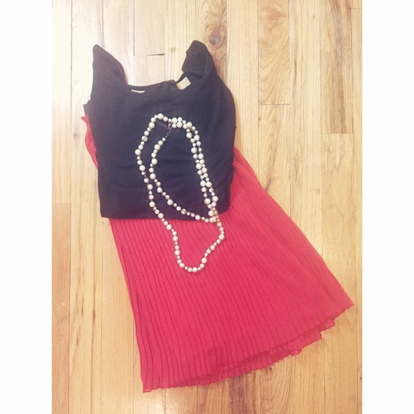 Red Pleated Skirt