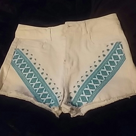 White shorts with Aztec detail