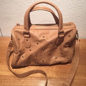 Studded Faux Leather Satchel