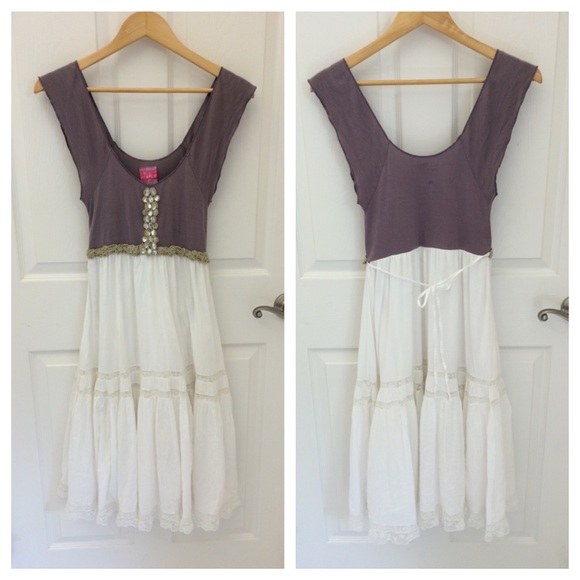 SOLD Free People Dress Rhinestone and Lace Details - Picture 2 of 4