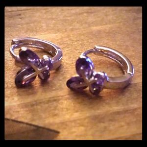 Sterling Silver Amethyst Butterfly Earings