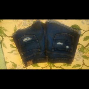 Dark Washed American Flag Shorts (American Eagle)