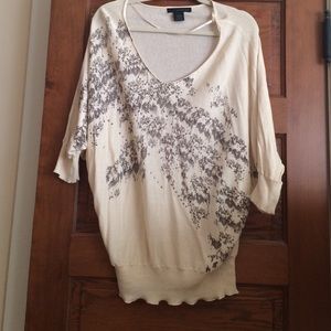 Cream and grey sweater with stud detailing