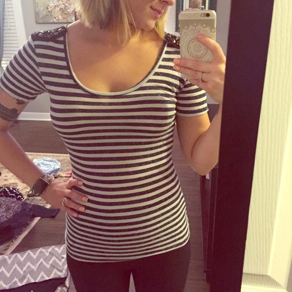 Embellished Striped Top