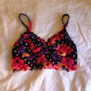 PINK floral dotted lace bralette