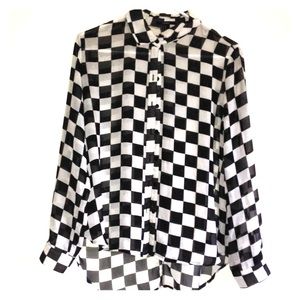 Shear checkered medium forever 21 button up top