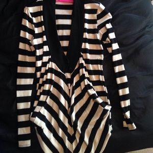 Black and white striped cardigan