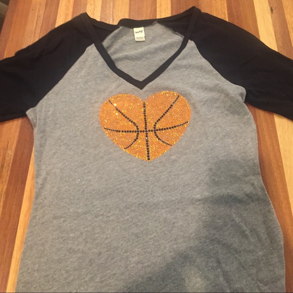 Grey and black baseball tee bling basketball