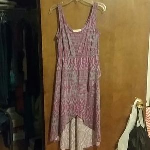 Geometric print high-low dress