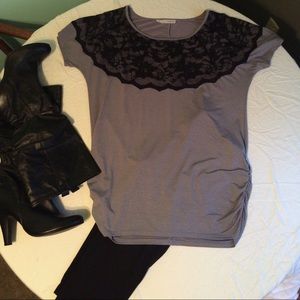 Long Silvery/Grey top with lace accent