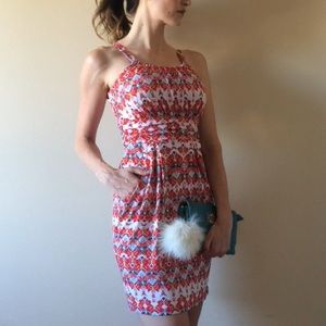 Bright patterned white and red dress