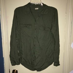 Hollister Olive Rayon Shirt