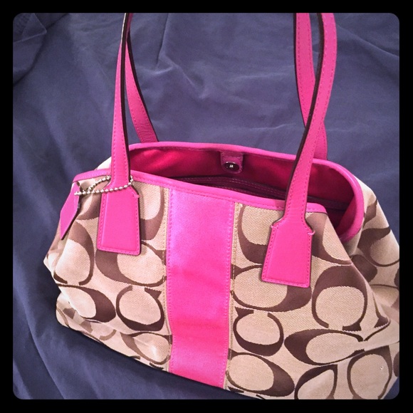 Coach Handbags - Pink & Brown Coach bag! Perfect condition!!