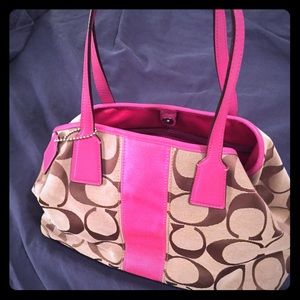 Pink & Brown Coach bag! Perfect condition!!