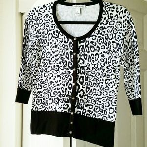 Black and White Leopard Print Cardigan