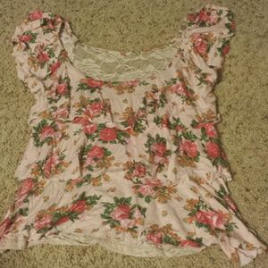 Ruffled floral lace top