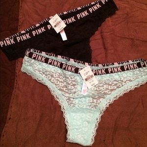 Leopard lace thongs