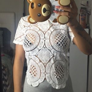 Crotcheted short sleeve shirt