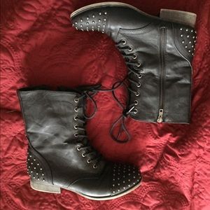 Studded Black Combat Boots