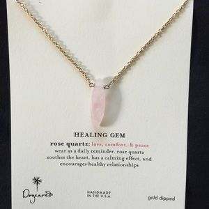 Dogeared Gold Dipped Rose Quartz Healing Gem