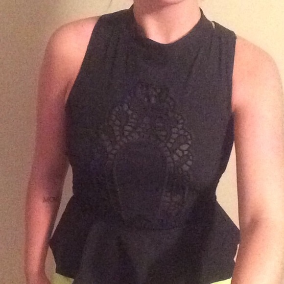 Black peplum top with lace detail! - Picture 3 of 3