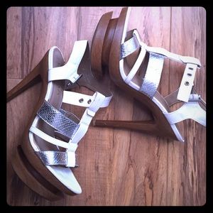 Liliana white strappy heels